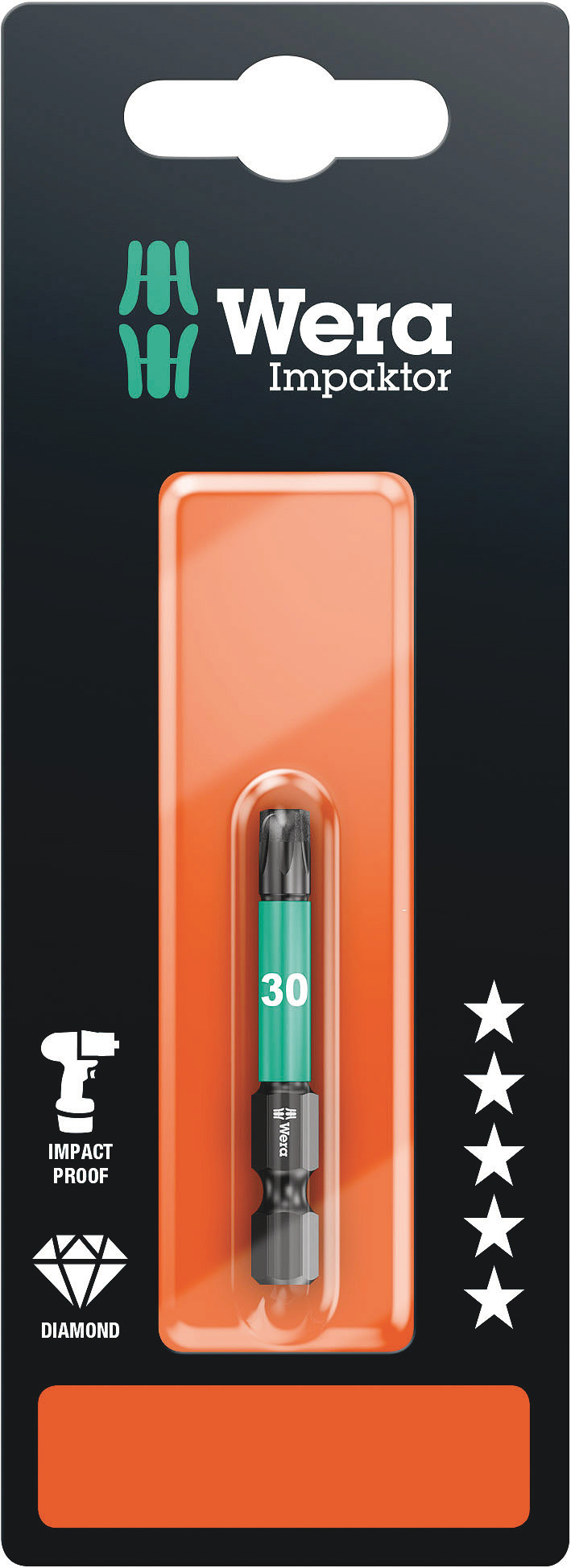 Бита ударная 867/4 IMP DC Impaktor TORX SB алмазное покрытие хвостовик 1/4 E 6.3 TX 30X50 мм с держателем-еврослот