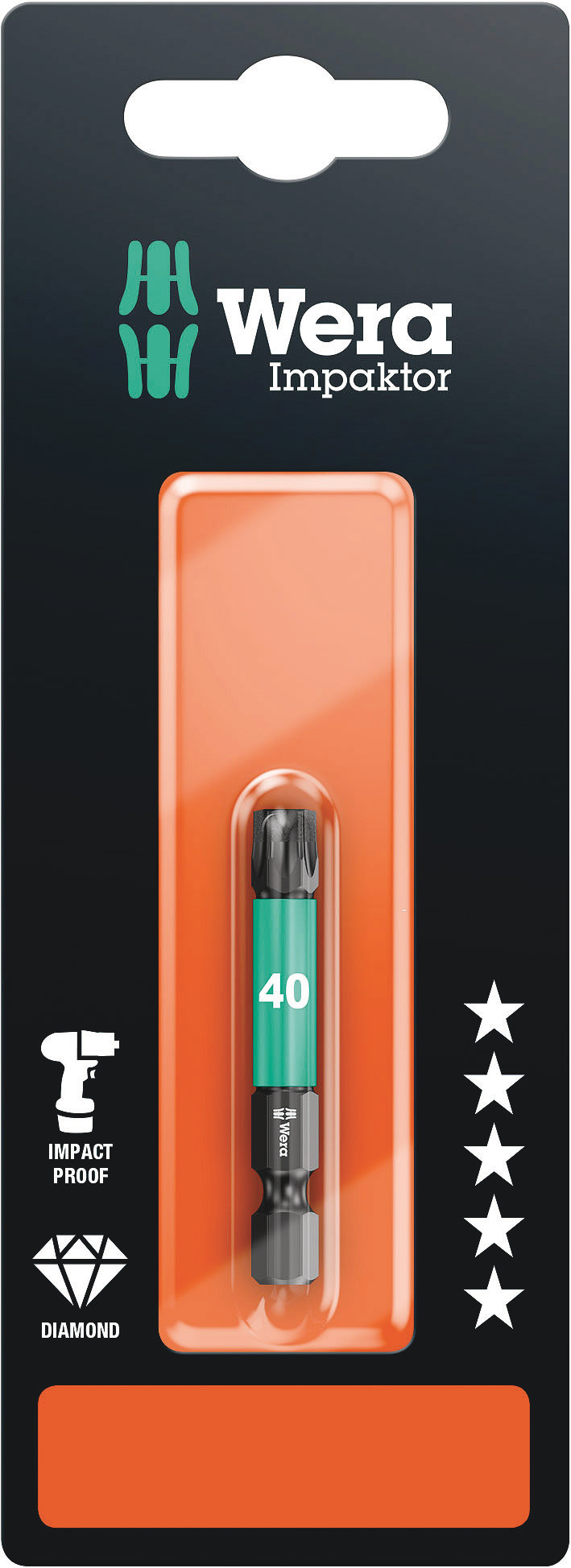 Бита ударная 867/4 IMP DC Impaktor TORX SB алмазное покрытие хвостовик 1/4 E 6.3 TX 40X50 мм с держателем-еврослот