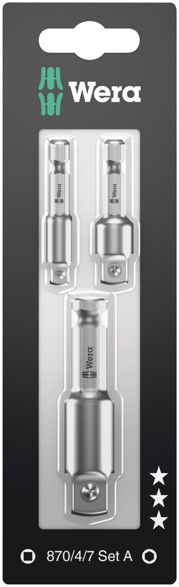 Набор оправок-хвостовиков для торцевых головок 870/4/7 A SB 3 предмета