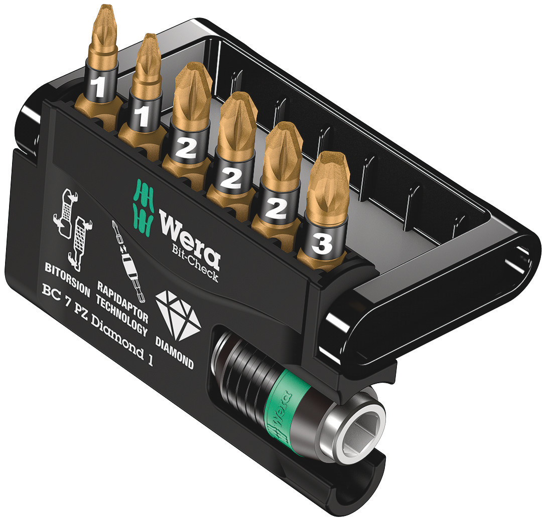 Набор бит с битодержателем Bit-Check 7 PZ Diamond 1 алмазное покрытие 7 предметов