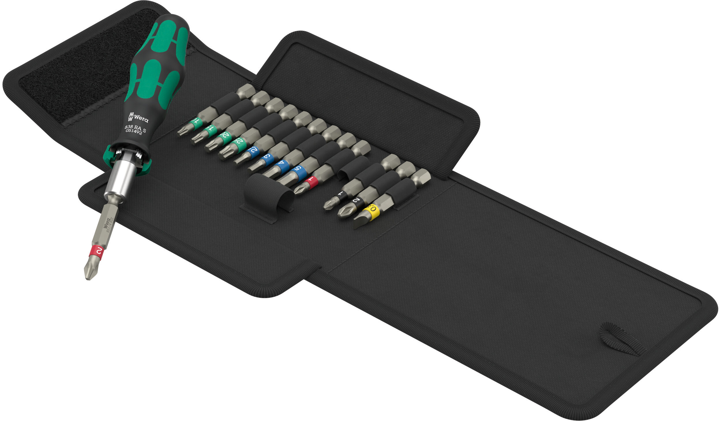 Набор бит 50 мм с отверткой-битодержателем с функцией трещотки, с патроном Rapidaptor, 14 предметов, Kraftform Kompakt 838 RA S Set 1