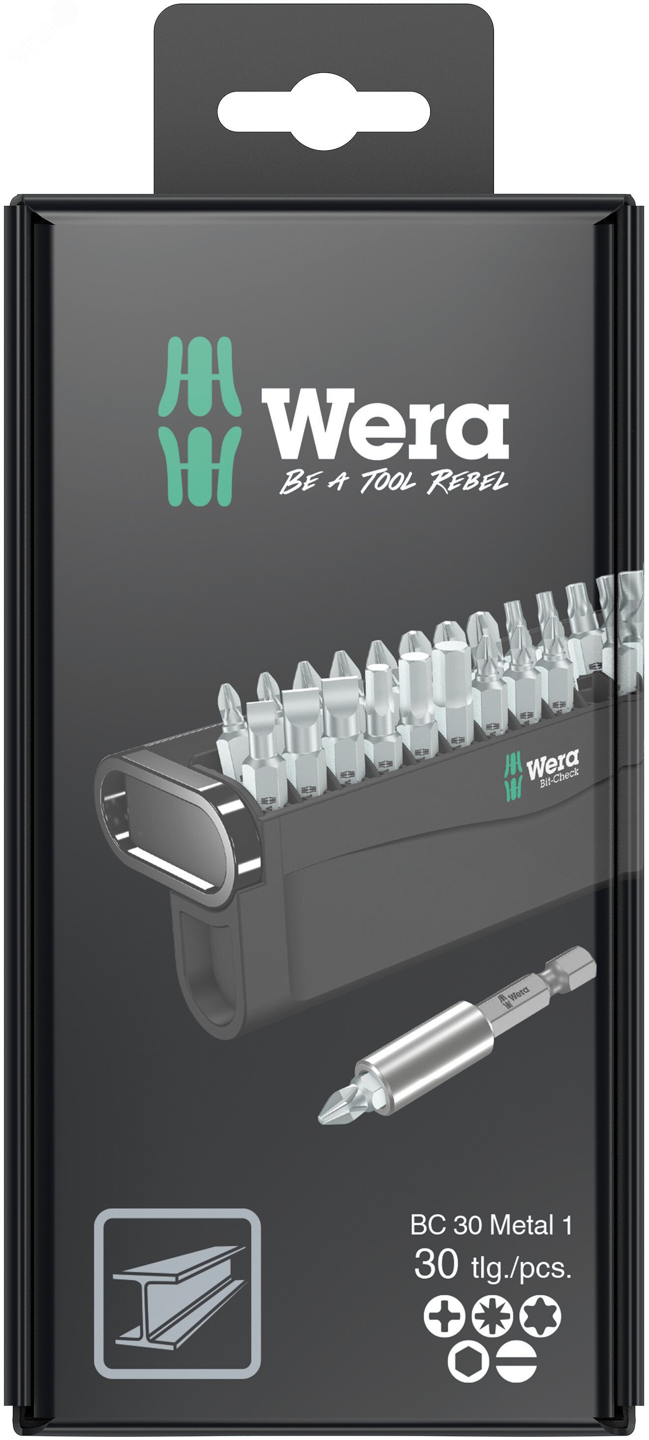 Изображение товара Набор бит Wera Bit-Check 30 Metal 1, 30 шт, хвостовик 1/4\" Изображение товара Набор бит Wera Bit-Check 30 Metal 1, 30 шт, хвостовик 1/4\"