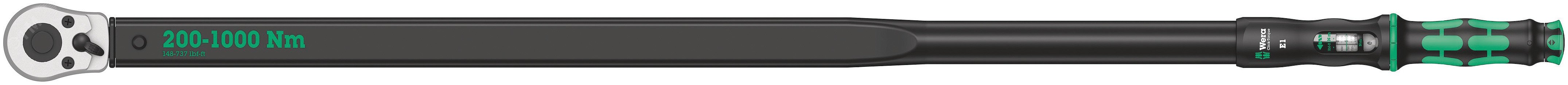 Изображение товара Ключ динамометрический с трещоткой с реверсом квадрат 3/4 DR 200-1000 Нм погрешность ± 3% 1250 мм. Click-Torque E 1 (шт)