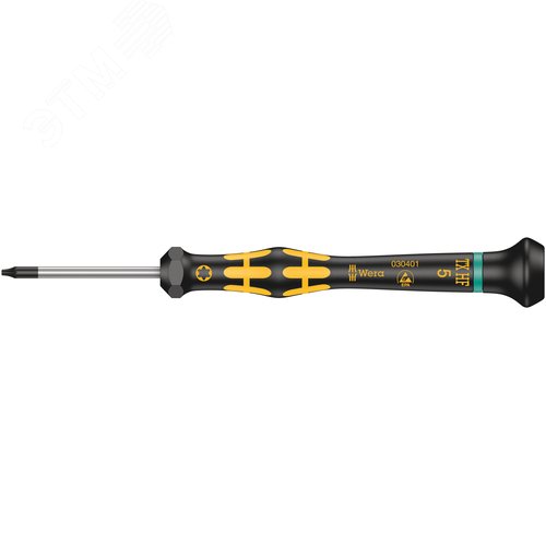 Изображение товара Отвёртка антистатическая для прецизионных работ 1567 TORX HF ESD Kraftform Micro с функцией фиксации крепежа TX 5X40 мм (шт)