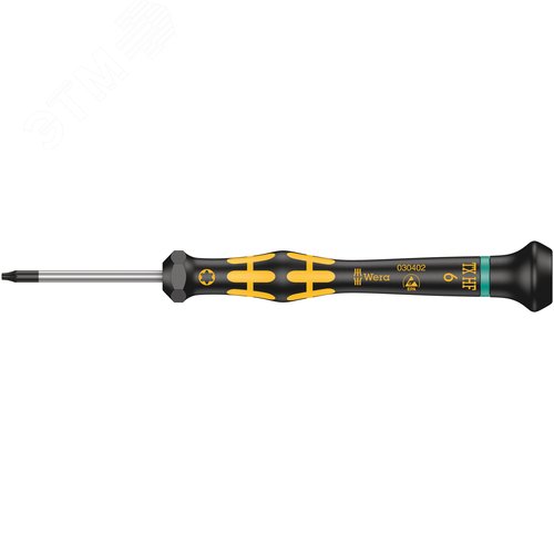 Отвёртка антистатическая для прецизионных работ 1567 TORX HF ESD Kraftform Micro с функцией фиксации крепежа TX 6X40 мм - фото 1