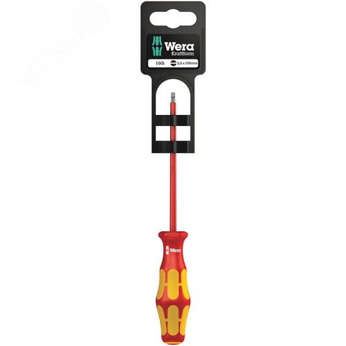 Отвертка диэлектрическая шлицевая 160 i SL VDE SB 0.5X3X100 мм с держателем-еврослот - фото 1