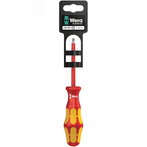 Изображение товара Отвёртка диэлектрическая крестовая 165 i PZ/S PlusMinus VDE SB c комбинированным профилем PZ/шлиц # 1X80 мм с держателем-еврослот для подвеса (шт)