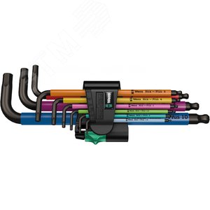 Набор Г-образных ключей с шаром 1.5 - 10 мм 9 предметов. 950/9 Hex-Plus Multicolour BlackLaser 1