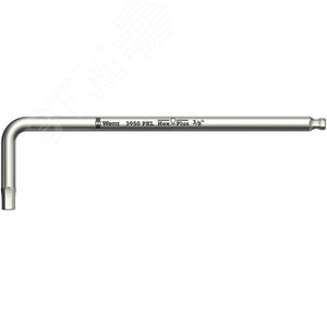 Ключ Г-образный 3950 PKL нержавеющая сталь с шаром 3/16 x 154 мм WE-022715 Wera