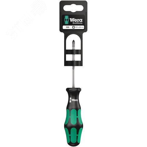 Отвертка крестовая 355 PZ SB PZ 1X80 мм с держателем-еврослот - фото 1