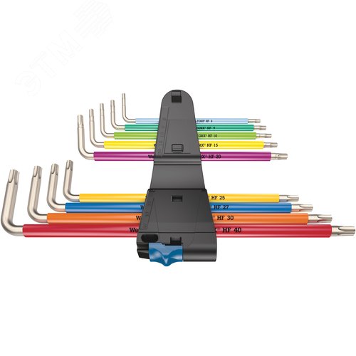 Набор Г-образных ключей с функцией фиксации крепежа 3967/9 TX SXL Multicolour HF TORX Stainless 1 нержавеющая сталь TX 8 - TX 40 9 предметов комплектация: 9x 3967 SXL HF Г-образные ключ TORX Multicolour с функцией фиксации крепежа удлиненный нержавеющая с - фото 2