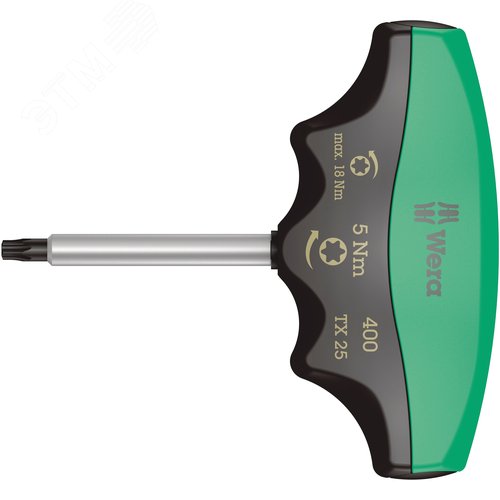 Изображение товара Индикатор крутящего момента с Т-образной рукояткой 300 TX TORX с фиксированным моментом затяжки с защитой от вмешательства в настройки TX 25X5.0 Нм (шт)