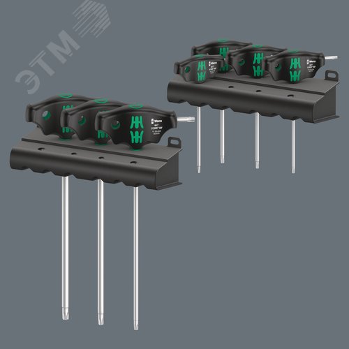 Набор отвёрток с Т-образной рукояткой с двумя подставками 467/7 TORX HF Set 1 с функцией фиксации крепежа TX 10 - 45 7 предметов комплектация: 7x 467 TORX HF Отвёртка с поперечной ручкой с фиксирующей функцией: TX 10x100 TX 15x100 TX 20x100 TX 25x100 TX 3 - фото 9