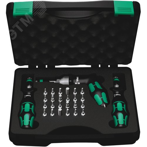 Изображение товара Набор динамометрических отвёрток 7445/46/47. Kraftform 25-550 дюйм фунт-сила 27 предметов комплектация: 2x 7400 Kraftform Регулируемая динамометрическая Отвёртка (25-290 дюйм фунт-сила) с быстросменным патроном Rapidaptor: 7445x1/4x2.5-11. (шт)