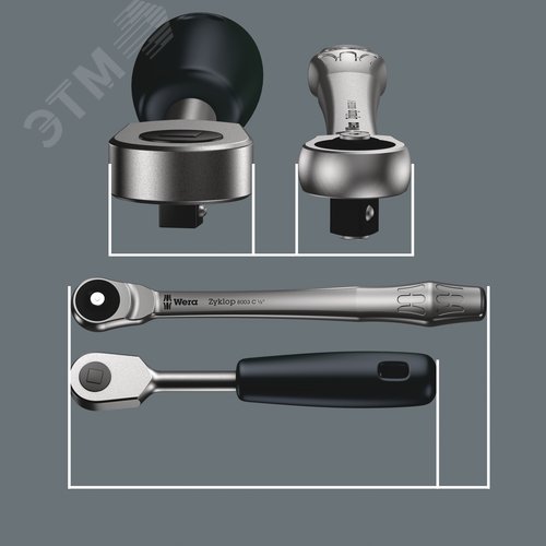 Набор с трещоткой 8100 SC 10 Zyklop Metal Push сдвижной квадрат DR 1/2 28 предметов - фото 5