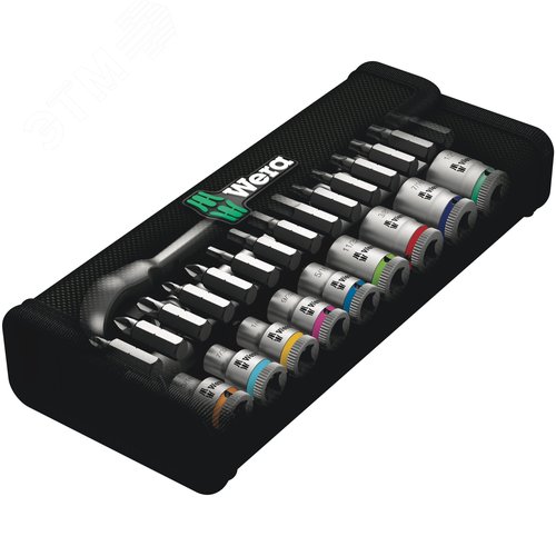 Набор с трещоткой 8100 SA 11 Zyklop Metal Switch с реверсом привод 1/4 28 предметов - фото 2