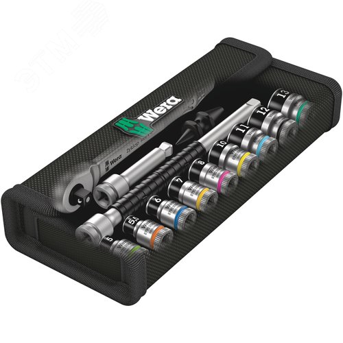 Набор с трещоткой 8100 SA 12 HF Zyklop Metal Switch переключение реверса привод 1/4 13 предметов комплектация: 1x 8004 A Zyklop Metal трещотка переключение реверса привод 1/4 1/4X141 мм 1x 8794 LA Удлинитель Zyklop с муфтой свободного хода длинный 1/4 1/4 - фото 2