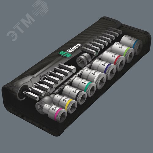 Набор с трещоткой 8100 SB 8 Zyklop Metal Switch с реверсом DR 3/8 29 предметов - фото 9