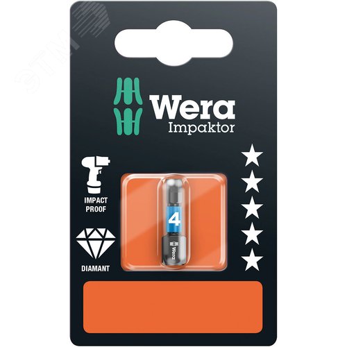 Бита ударная под внутренний шестигранник 840/1 IMP DC Impaktor Hex-Plus SB алмазное покрытие хвостовик 1/4 C 6.3 4X25 мм с держателем-еврослот - фото 1