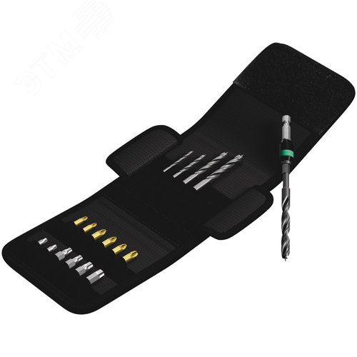 Набор насадок-сверл 849/855/867/18 спиральных по дереву и набор битов с битодержателем 18 предметов хвостовик 1/4 - фото 1