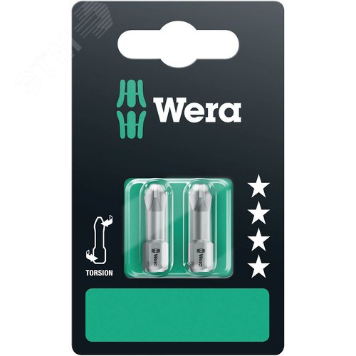 Бита торсионная 851/1 TZ PH SB вязкая твердость хвостовик 1/4 C 6.3 2 шт PH 2X25 мм с держателем-еврослот - фото 1