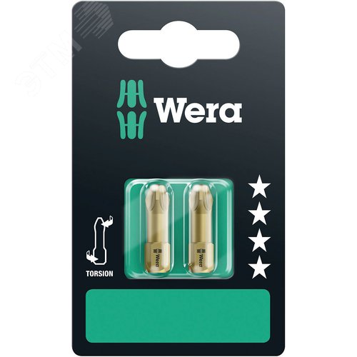 Бита 855/1 TiN PZ SB сверхтвердое покрытие нитридом титана хвостовик 1/4 C 6.3 2 шт PZ 3X25 мм с держателем-еврослот - фото 1