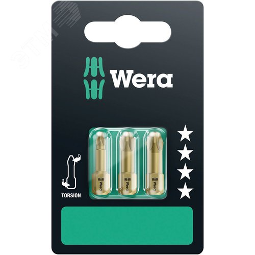 Бита 855/1 TiN PZ SB сверхтвердое покрытие нитридом титана хвостовик 1/4 C 6.3 3 шт PZ 1x25 PZ 2x25 PZ 3x25 с держателем-еврослот - фото 1