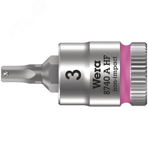Головка торцевая 8740 A Hex-Plus HF Zyklop со вставкой под внутренний шестигранник DR 1/4 с функцией фиксации крепежа 3X28 мм - фото 1