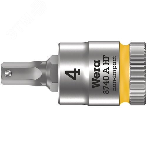 Головка торцевая 8740 A Hex-Plus HF Zyklop со вставкой под внутренний шестигранник DR 1/4 с функцией фиксации крепежа 4X28 мм - фото 1