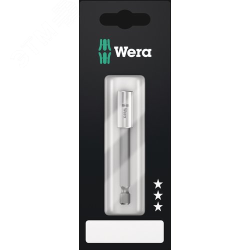 Битодержатель с втулкой из нержавеющей стали. 899/4/1 S 75 с стопорным кольцом и магнитом хвостовик 1/4 E 6.3 для бит 1/4 С 6.3 75 мм - фото 1