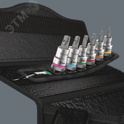 Набор головок торцевых со вставкой Belt C 3 TORX HF Zyklop с функцией фиксации крепежа DR 1/2 6 предметов комплектация: 6x 8767 C HF TORX Головка торцевая со вставкой Zyklop с приводом 1/2 с функцией фиксации крепежа: TX 25x60.0 TX 30x60.0 TX 40x60.0 TX 4 - фото 8