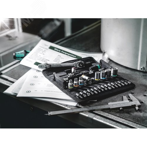 Набор с трещоткой 8100 SA 7 Zyklop Metal Push сдвижной квадрат DR 1/4 28 предметов - фото 3