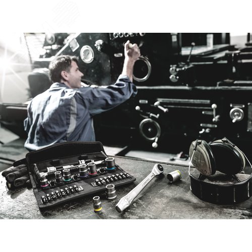 Набор с трещоткой 8100 SB 10 Zyklop Metal Push сдвижной квадрат DR 3/8 29 предметов - фото 3