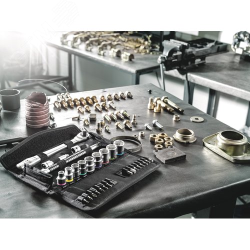 Набор с трещоткой 8100 SB 11 Zyklop Metal Switch с реверсом DR 3/8 29 предметов - фото 3