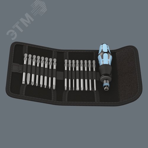 Набор бит с рукояткой-битодержателем и патроном Rapidaptor 17 предметов. Набор Kraftform Kompakt 60 нержавеющая сталь - фото 9