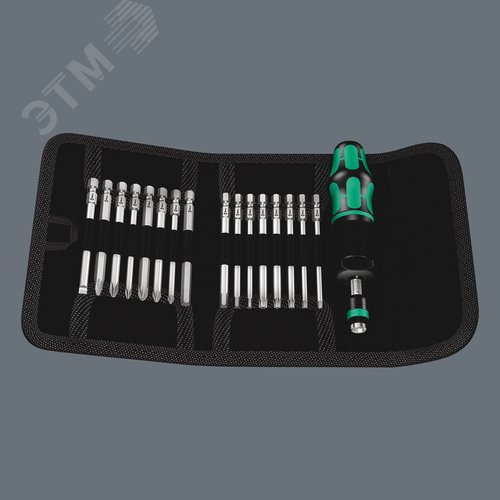 Набор бит с динамометрической рукояткой-битодержателем и патроном Rapidaptor 17 предметов. Набор Kraftform Kompakt 60 Torque 12 - 30 Nm - фото 8