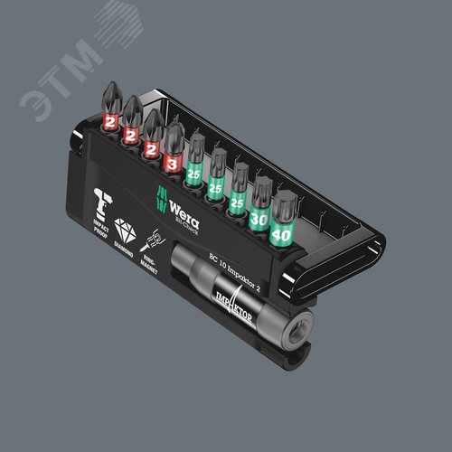 Набор ударных бит с битодержателем Bit-Check 10 Impaktor 2 10 предметов - фото 3