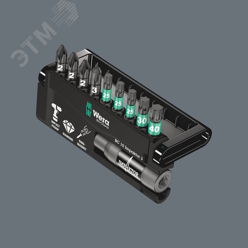 Набор ударных бит с битодержателем Bit-Check 10 Impaktor 3 10 предметов - фото 3