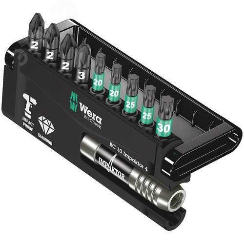 Изображение товара Набор ударных бит с битодержателем Bit-Check 10 Impaktor 4 10 предметов (шт)
