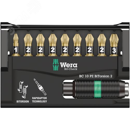 Набор бит биторсионных с битодержателем 10 предметов. Bit-Check 10 PZ BiTorsion 2 - фото 2