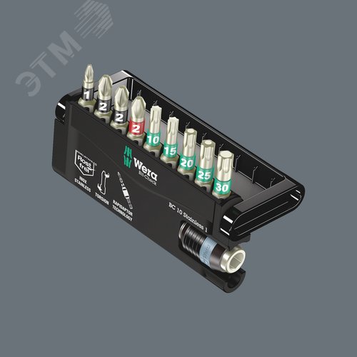 Набор бит с битодержателем Bit-Check 10 Stainless 1 SB нержавеющая сталь 10 предметов с держателем-еврослот - фото 3