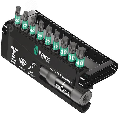Изображение товара Набор ударных бит с битодержателем Bit-Check 10 TX Impaktor 1 10 предметов (шт)