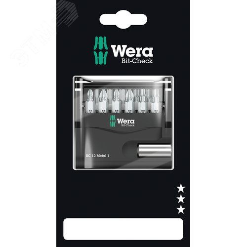 Набор бит с битодержателем Bit-Check 12 Metal 1 SB для работ по металлу 12 предметов с держателем-еврослот для подвеса комплектация: 1x 899/4/1 Универсальный держатель 1/4X50 мм 2x 851/1 Z Насадки: PH 1x25 PH 2x25 2x 855/1 Z Насадки: PZ 1x25 PZ 2x25 4x 86 - фото 1