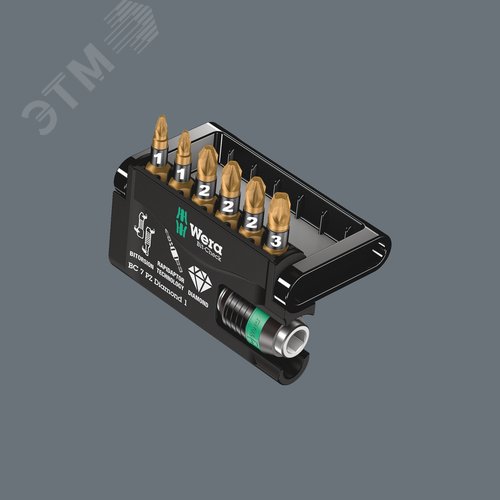 Набор бит с битодержателем Bit-Check 7 PZ Diamond 1 алмазное покрытие 7 предметов - фото 3