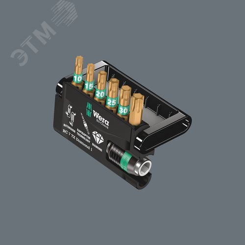 Набор бит с битодержателем Bit-Check 7 TX Diamond 1 алмазное покрытие 7 предметов - фото 3