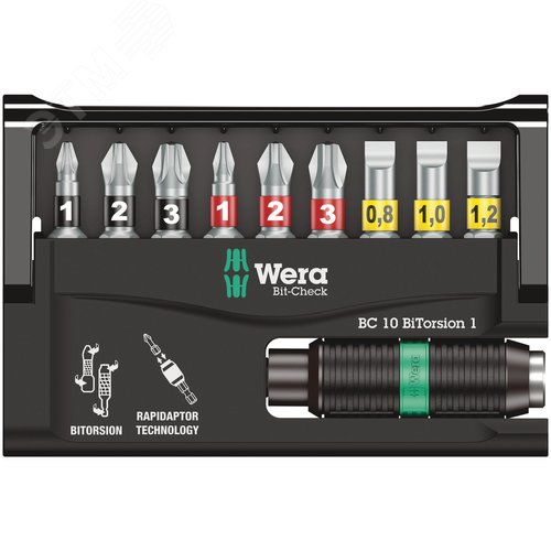 Набор бит биторсионных с битодержателем Bit-Check 10 BiTorsion 1 10 предметов - фото 2