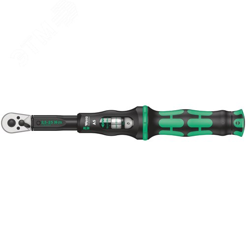 Ключ динамометрический с трещоткой с реверсом квадрат DR 1/4 2.5-25 Нм погрешность ± 4% 290 мм. Click-Torque A 5 - фото 1