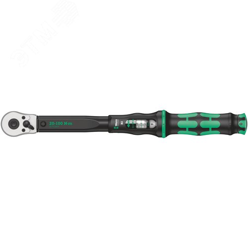 Ключ динамометрический с трещоткой с реверсом квадрат 3/8 DR 20-100 Нм погрешность ± 3% 405 мм. Click-Torque B 2 - фото 1