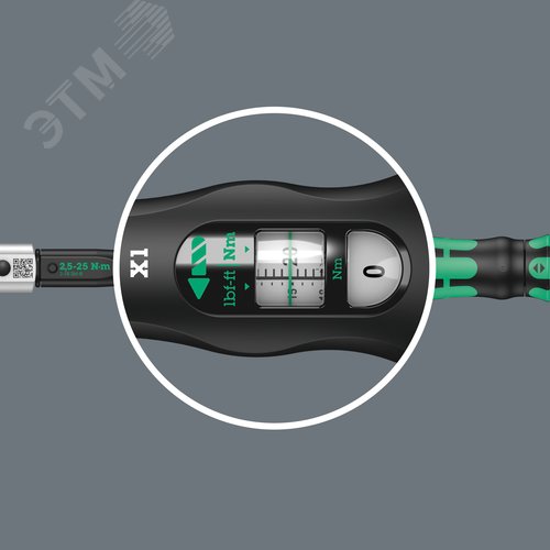 Ключ динамометрический для сменных насадок гнездо 9x12 мм 25-25 Нм погрешность ± 4% 283 мм. Click-Torque X 1 - фото 5