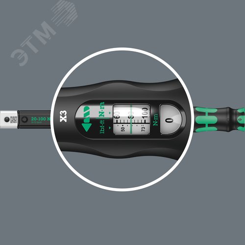 Ключ динамометрический для сменных насадок гнездо 9x12 мм 20-100 Нм погрешность ± 3% 372 мм. Click-Torque X 3 - фото 5